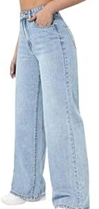 Women's High Rise Wide Leg Jeans | Non-Stretchable Denim | Ice Blue | Trendy & Comfortable Casual Wear | Stylish & Durable Ladies' Denim Pants