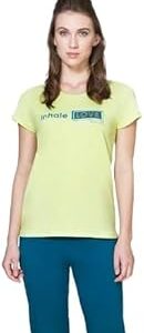 Women Lounge T-Shirt - Cotton Spandex - Round Neck, Short Sleeve, Ultra Soft, Printed_55413_Sharp Green_M