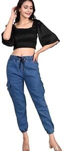 Black Women's Mid Rise Cotton Ankle Length Jeans for Women Jeans II Denim Cotton Jeans Pant for Women