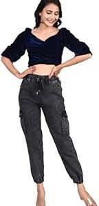 Casual Stylish Design Cargo Pocket Jeans Jogger for Women