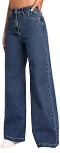 Wide Leg Jeans, Dark Blue Denim, Relaxed Fit, Baggy Style