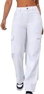 MOOLYAVAAN Products Trendy Latest Women Trouser Fancy Mid Rise Cargo Pant 4 Pocket (Medium) White