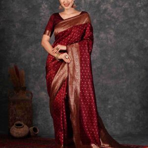 Maroon Banarasi Silk Saree