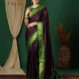Wine Kanjivaram Silk Woven Saree