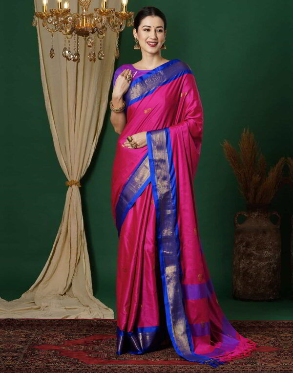 Pink Kanjivaram Silk Woven Saree
