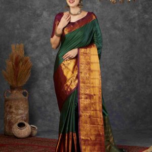 Olive Kanjivaram Silk Saree