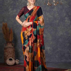 Multi Georgette Printed Saree