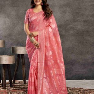 Punch Pink Silk Woven Saree