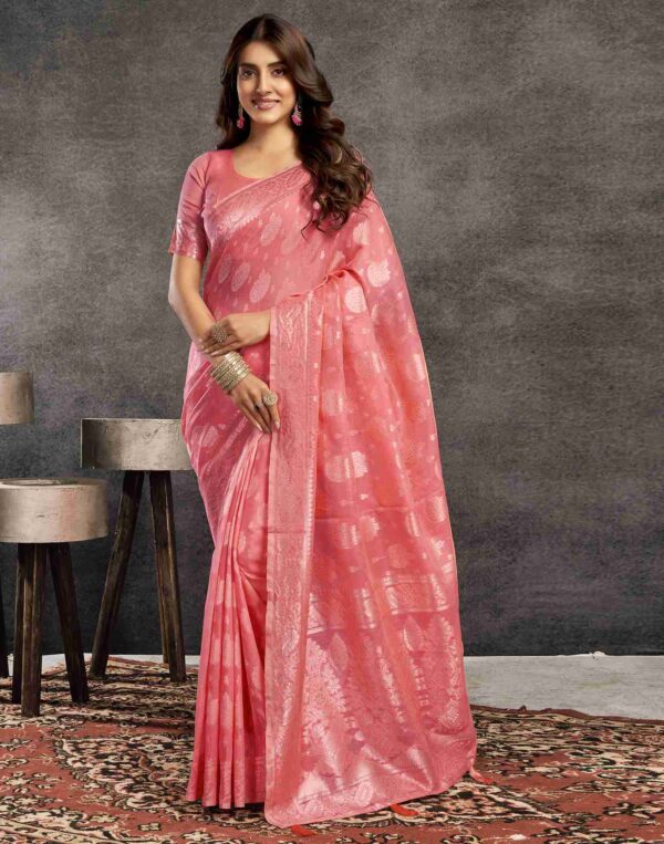 Punch Pink Silk Woven Saree