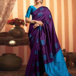 Dark Purple Silk Woven Banarasi Saree