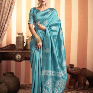 Blue Woven Banarasi Silk Saree