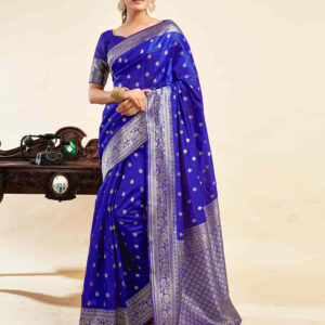 Blue Silk Woven Banarasi Saree