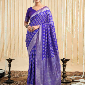Violet Silk Woven Banarasi Saree