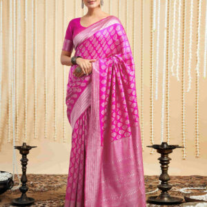 Pink Silk Woven Banarasi Saree