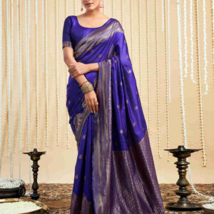 Violet Silk Woven Banarasi Saree