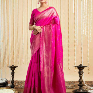 Pink Silk Woven Banarasi Saree