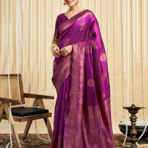 Magenta Silk Woven Banarasi Saree