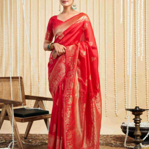 Red Silk Woven Banarasi Saree