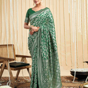 Green Silk Woven Banarasi Saree