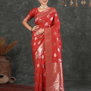 Red Silk Woven Banarasi Saree
