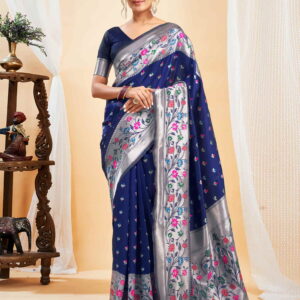 Blue Silk Woven Paithani Saree