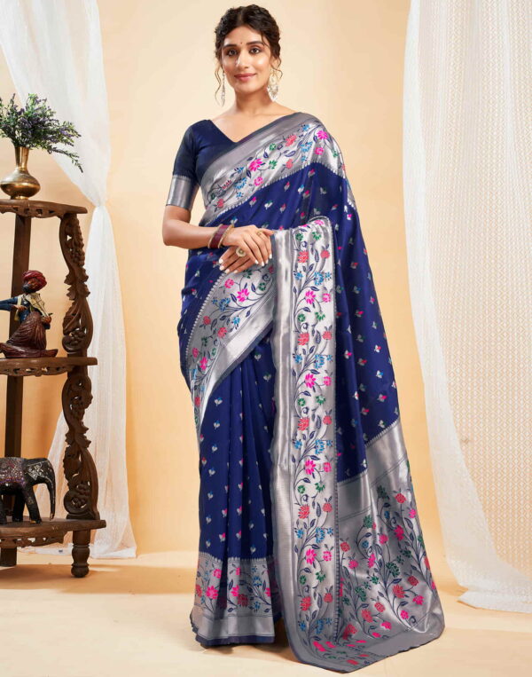 Blue Silk Woven Paithani Saree