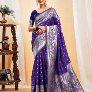 Violet Silk Woven Paithani Saree