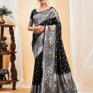 Black Silk Woven Paithani Saree