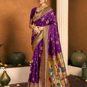 Purple Silk Woven Paithani Saree