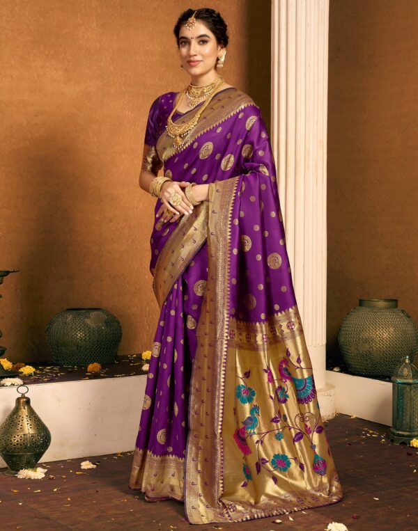 Purple Silk Woven Paithani Saree