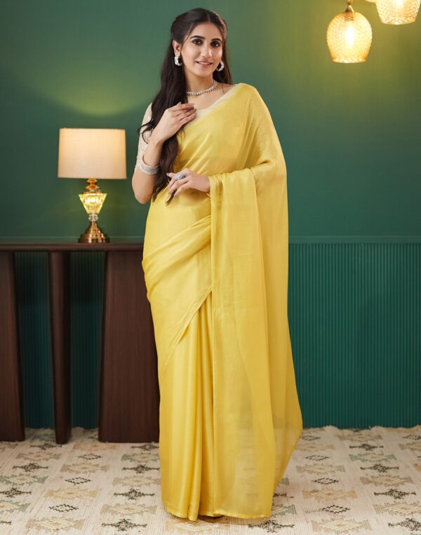 Yellow Shimmer Dyed Solid Saree