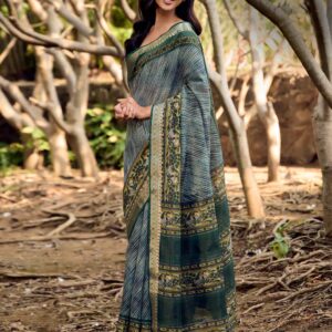 Green Cotton Silk Printed Saree