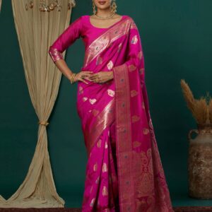 Magenta Silk Weaving Banarasi Saree