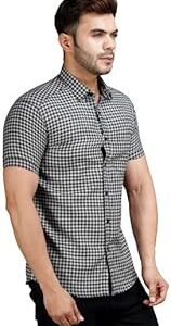 Men Cotton Black Half Sleeves Shirt