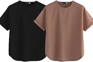Pure 100% Cotton Oversized Loose Baggy Fit Round Neck with Drop Shoulder Half Sleeves Boyfriend T-Shirt Combo for Women & Girls (Pack of 2)