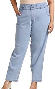 HIGH Star Women Plus Size Blue Stretchable Mom Fit Jeans