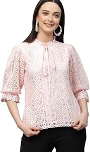 Women Summer Blue Lace Caual Top