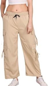 High Waist Wide Leg Cargo Jeans for Women | Straight Fit, Ankle Length, Trendy & Comfortable Cargo with Side Pockets | Cotton Blend | Ideal for Outings