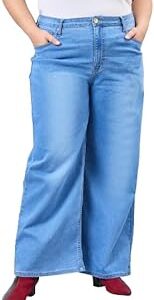 Women Plus Size Black Wide Leg High Rise Stretchable Jeans