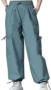 Solid Oversized Baggy Parashoot Pants for Women | High Waist Loose fit Korean Trousers/Cargo Pants with Side Pocket | Women Baggy Jeans for Casual & Travel wear for Women Comfort