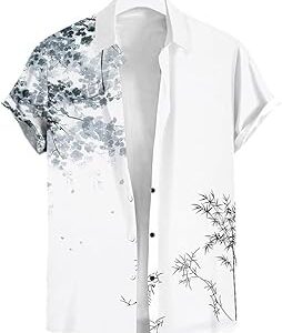 Half Sleeve Printed Summer Shirts for Men Regular Fit Printed Spread Collar Casual Shirt Lycra Fabric