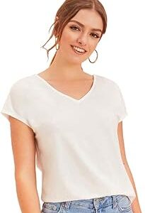 Plain Stylish Maroon V-Neck Cotton Tshirt for Women (Maroon)