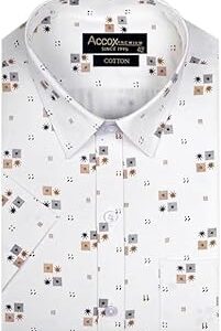 Men's Breathable Cotton Half Sleeves Regular Fit Printed Formal Shirt for Men (GCR173)