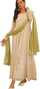 Women's Chiffon Lurex Foil Printed Kurta With Dupatta