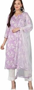Women's Rayon Blend Printed Floral Kurta Trousers With Dupatta
