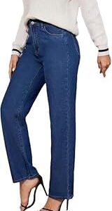Women's Regular Fit Baggy Jeans, Dark Blue, Straight Leg