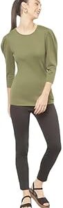 Womens Solid Cotton Square Neck Regular Fit Top