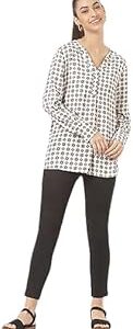 Womens Printed Polyester V-Neck Regular Fit Top