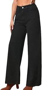 Women's Black Loose Fit Denim Mid Rise Jeans