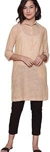 Women Yellow Cotton Yarndyed Kurti